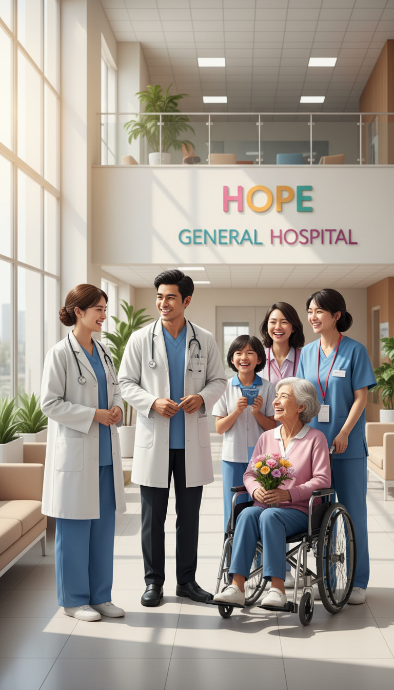 사람들이 웃고 있는 병원 이미지